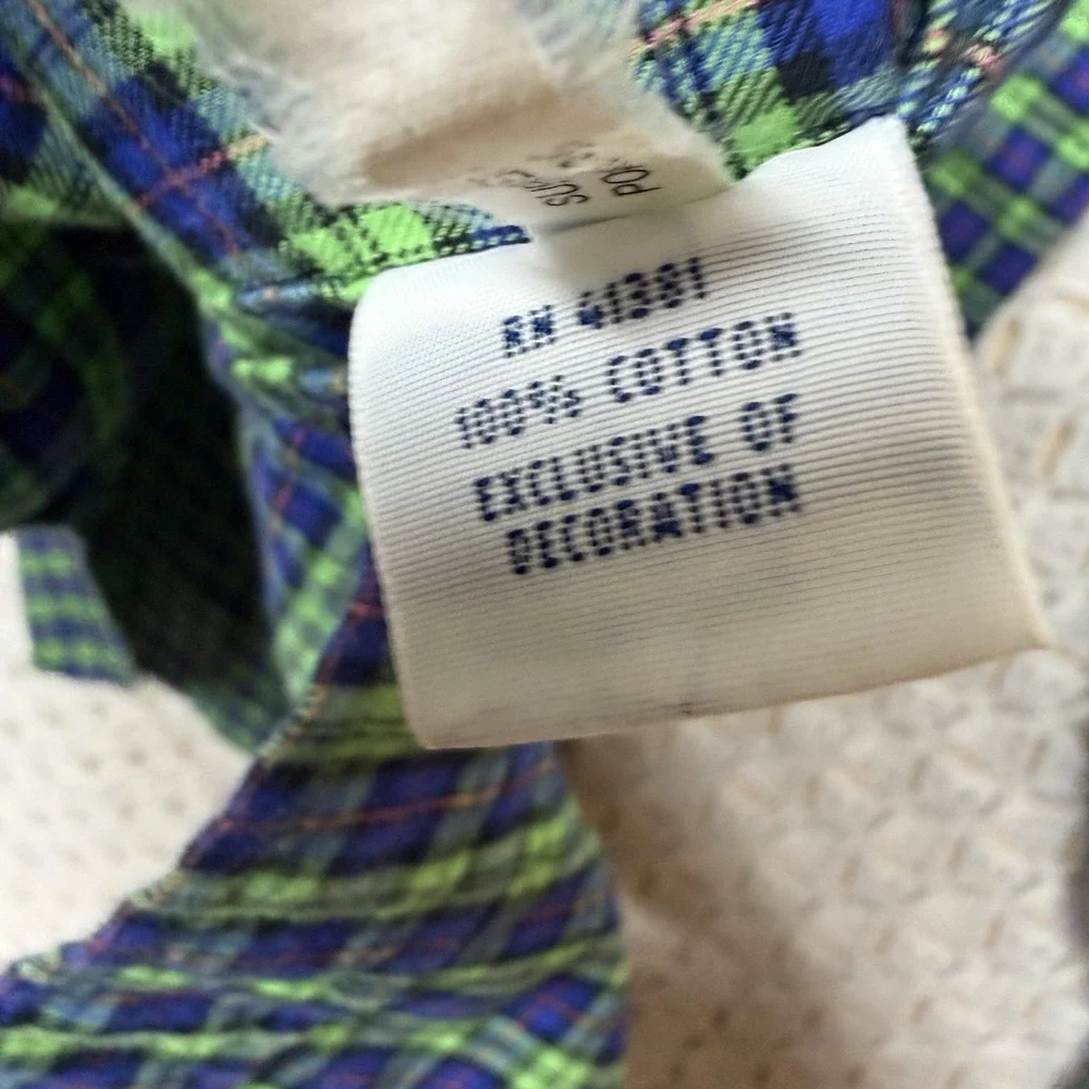 Ralph Lauren Shirt Mens S‎ Green Blue Orange Pony Check Button Down 100%Cotton